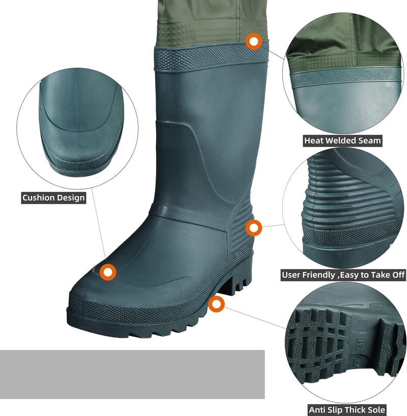GREENWATER Kids Chest Waders Youth Fishing Waders with Boots Waterproof for Children Boys Girls Hanger & Bag Included - Image 4